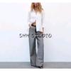 Women's Spring Clothing French Style Design Lapel Asymmetric Hem Linen Blended Shirt 4786126