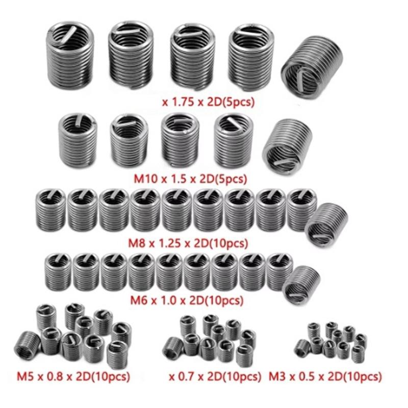 60PCS 3mm-12mm Stainless Steel Wire Screw Insert For Bolted Connections Vibration Resistant Wear Resistant Fasteners