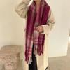 Women's Thick Plaid Circle Scarf - Warm, Versatile, College Style for Autumn and Winter