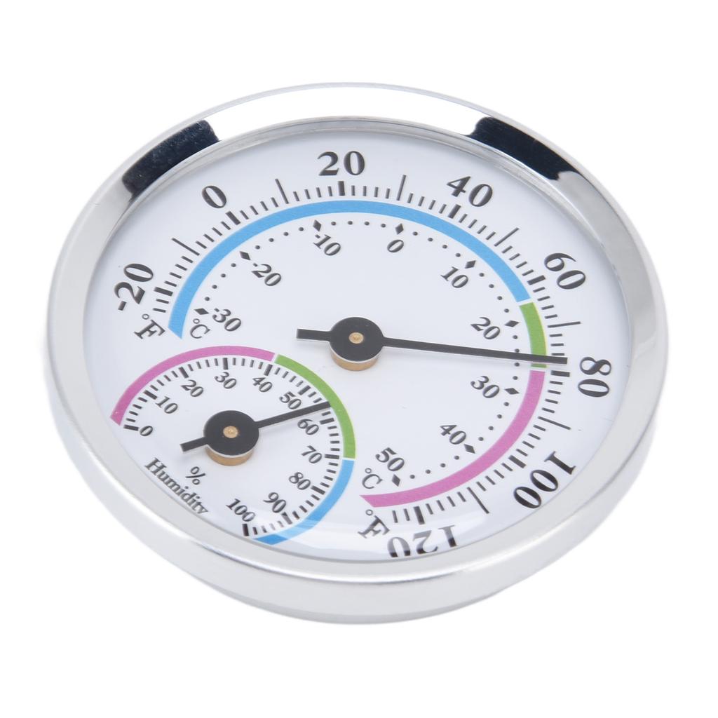 Mini Indoor Thermometer Hygrometer 2 In 1 Compact Structure Clear Scale Silver Humidity Monitor Gauge for Greenhouses