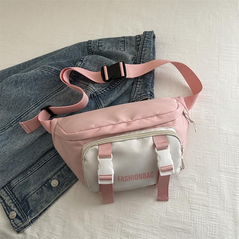 

Одна и та же нагрудная сумка для мужчин и женщин, сумка через плечо, для учеников средней школы и старшеклассников, студентов колледжей, для выхода на улицу, сумка для мобильного телефона розовый