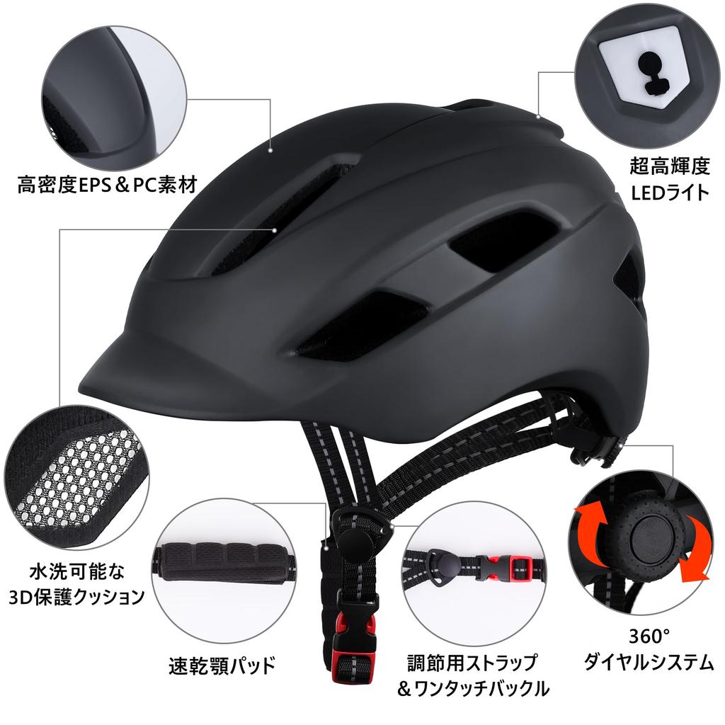 LAMONKE Cyklistická helma pro Vysoce s LED Nastavitelný Náraz Brada pro Město a Kůň Obsahuje Úložnou Tašku Dospělí, Prodyšná, Ultralehká,