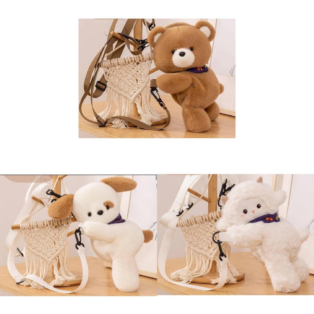 Adorable Plush Bear Backpack Soft Cute Dog Cartoon Crossbody Bag Perfect Gift