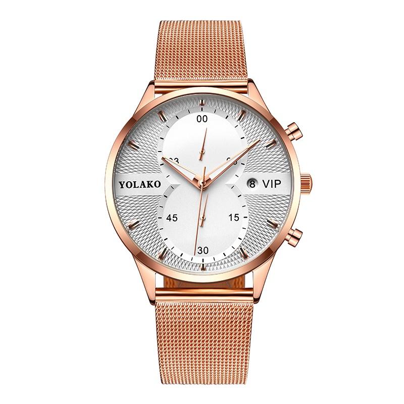 

Чоловічий наручний годинник / нержавіюча сталь з календарем / бізнес / спорт рожевий колір золота/білий