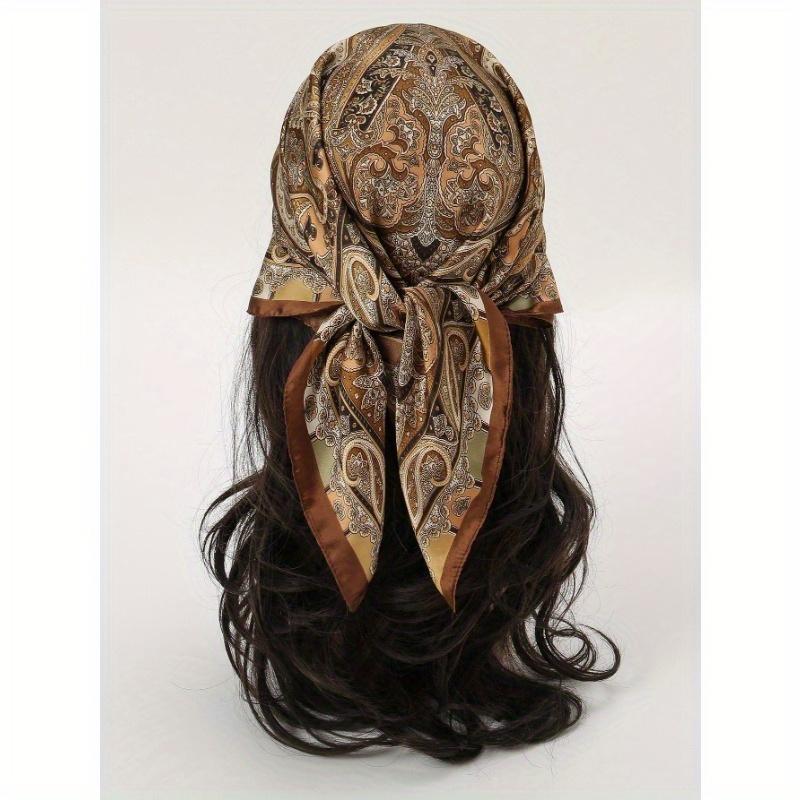 1pc Women's Paisley Printed Bandana, Silk Headscarf Elegant Headwrap For Daily Wear Skull Skeleton