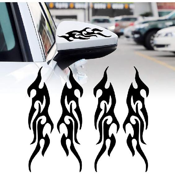 TOMALL 4 Pcs 19cm Flame Reflective Sticker for Car Flame Racing Sports Stripe Decal for Golf Cart Vinyl Waterproof Decal Decoration for Car Body Side
