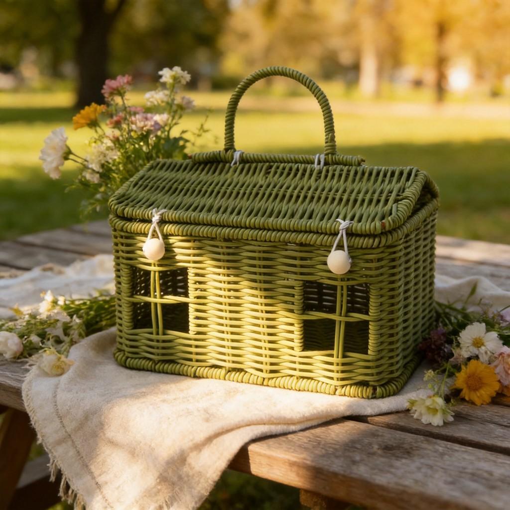 Modern Minimalist Handwoven Basket With Pp Material For Storage And Organizer Use