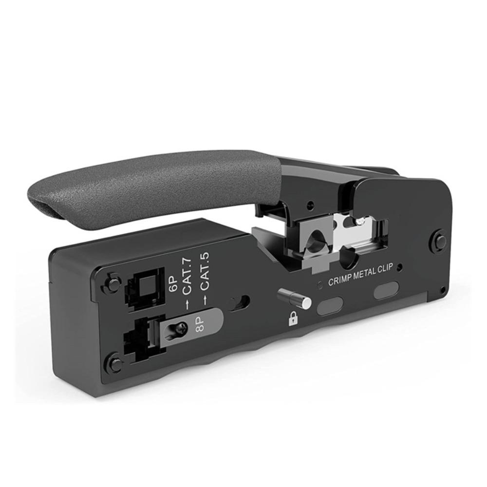 

Professional Multi-Function Crimping Pliers for CAT7 Ethernet & Phone - 8P6P Wire Cutter Stripper with Ratchet