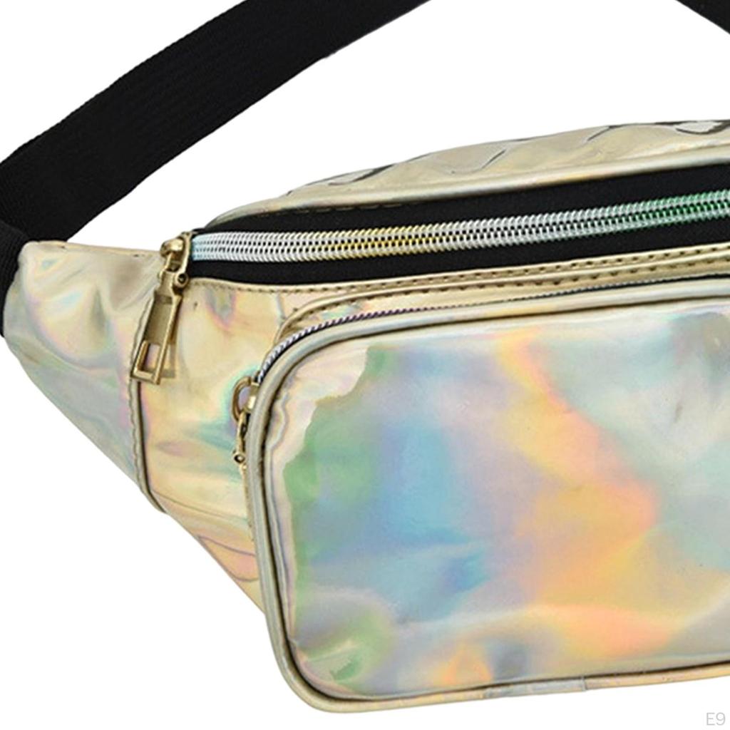 Waist Carry ,with Adjustable Strap, Resistant Shiny Chest Pocket Holographic for Cycling Women