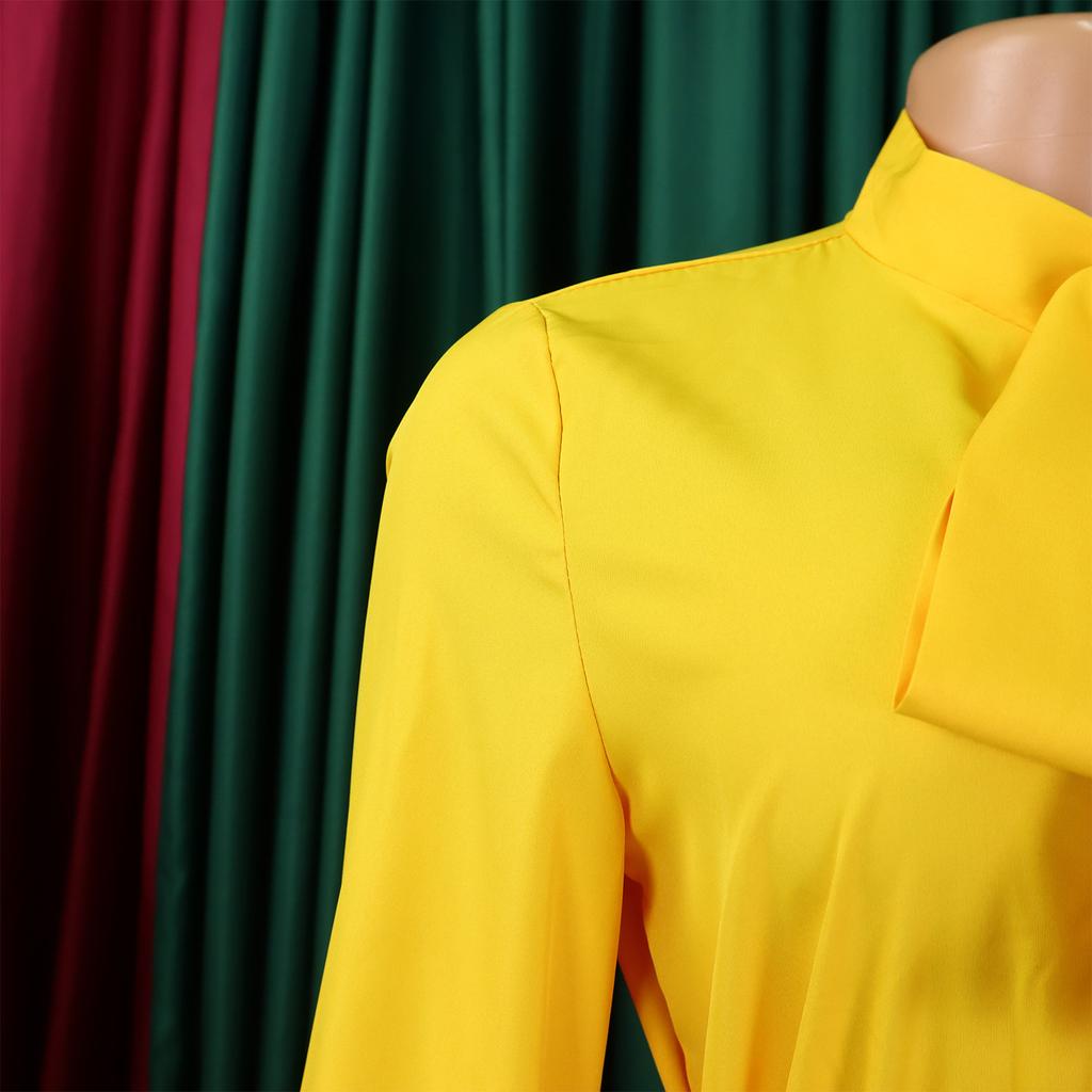 YYFS Modă Femei Primăvară Toamnă Imprimeu Bloc de Culoare Mânecă Lungă Talie Înaltă Rochii Casual