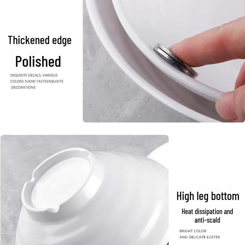 Langxi White Thread Melamine Bowl Set