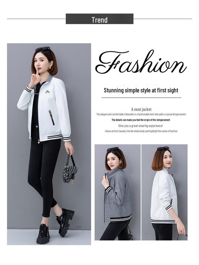 Women's Spring & Autumn 2025 Stylish Stand Collar Double-Sided Cardigan Coat for Middle-Aged Mothers