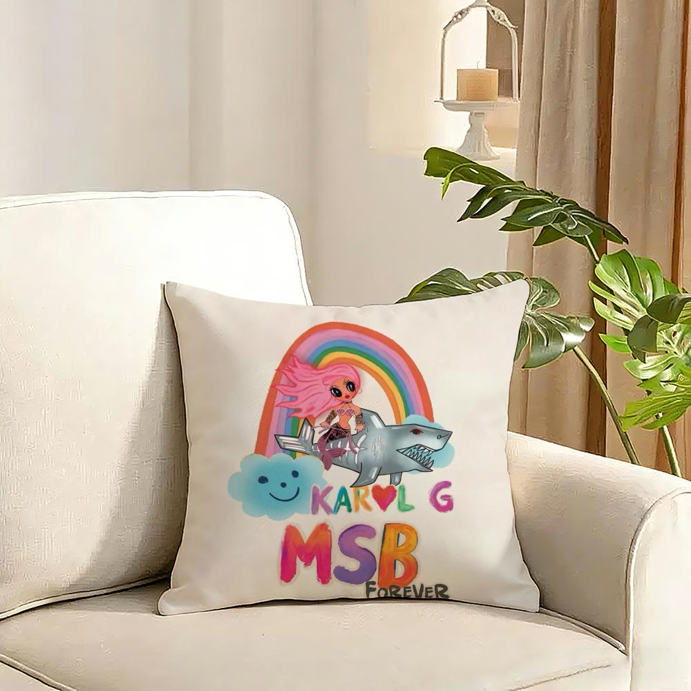 Manana Sera Bonito Cosmetic Case KKarol G Cushion Cover Reversible Plush Pillow Cover Soft Fluffy Home Decor for Sofa Bedroom