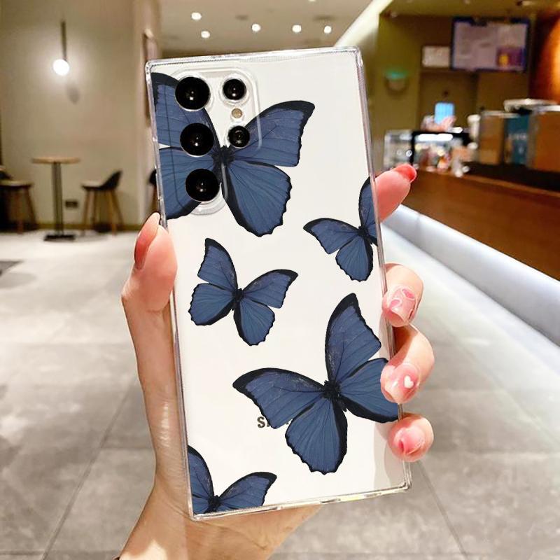 

Роскошный красочный чехол для телефона с летающей бабочкой для Samsung S23 S22 S21 S20 FE Ultra Pro Lite S10 5G S10E M52 Plus Прозрачная крышка Samsung S8