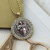 European and American New Shield Round Necklace, High-end Light Luxury Fashion Bead Chain Jewelry