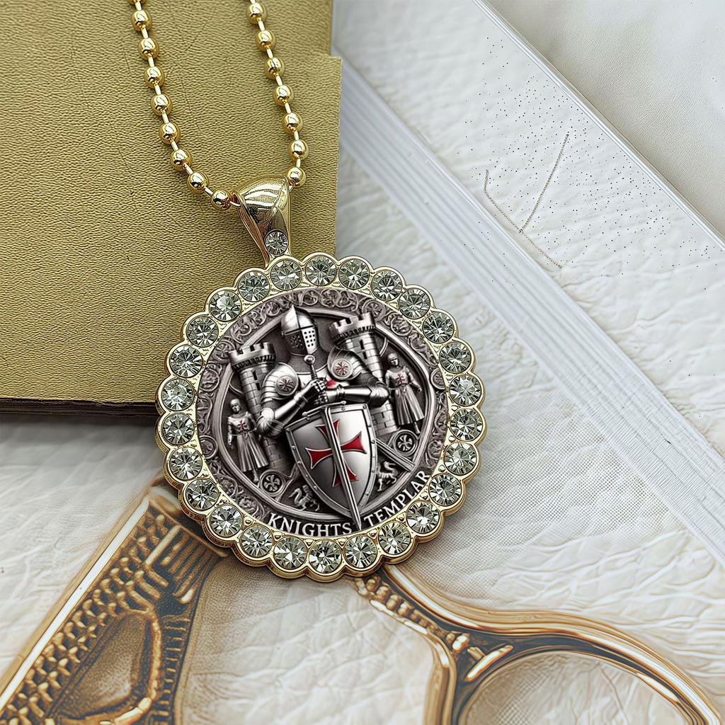 European and American New Shield Round Necklace, High-end Light Luxury Fashion Bead Chain Jewelry