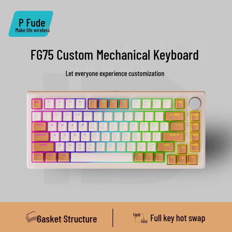 

Fude FG75 Tri-Mode Gasket Hot-Swappable Mechanical Keyboard