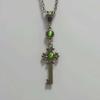 Victorian Green Gemstone Bronze Color Treasure Box Key Cross Pendant Necklace for Women Gothic Halloween Party Vampire Jewelry