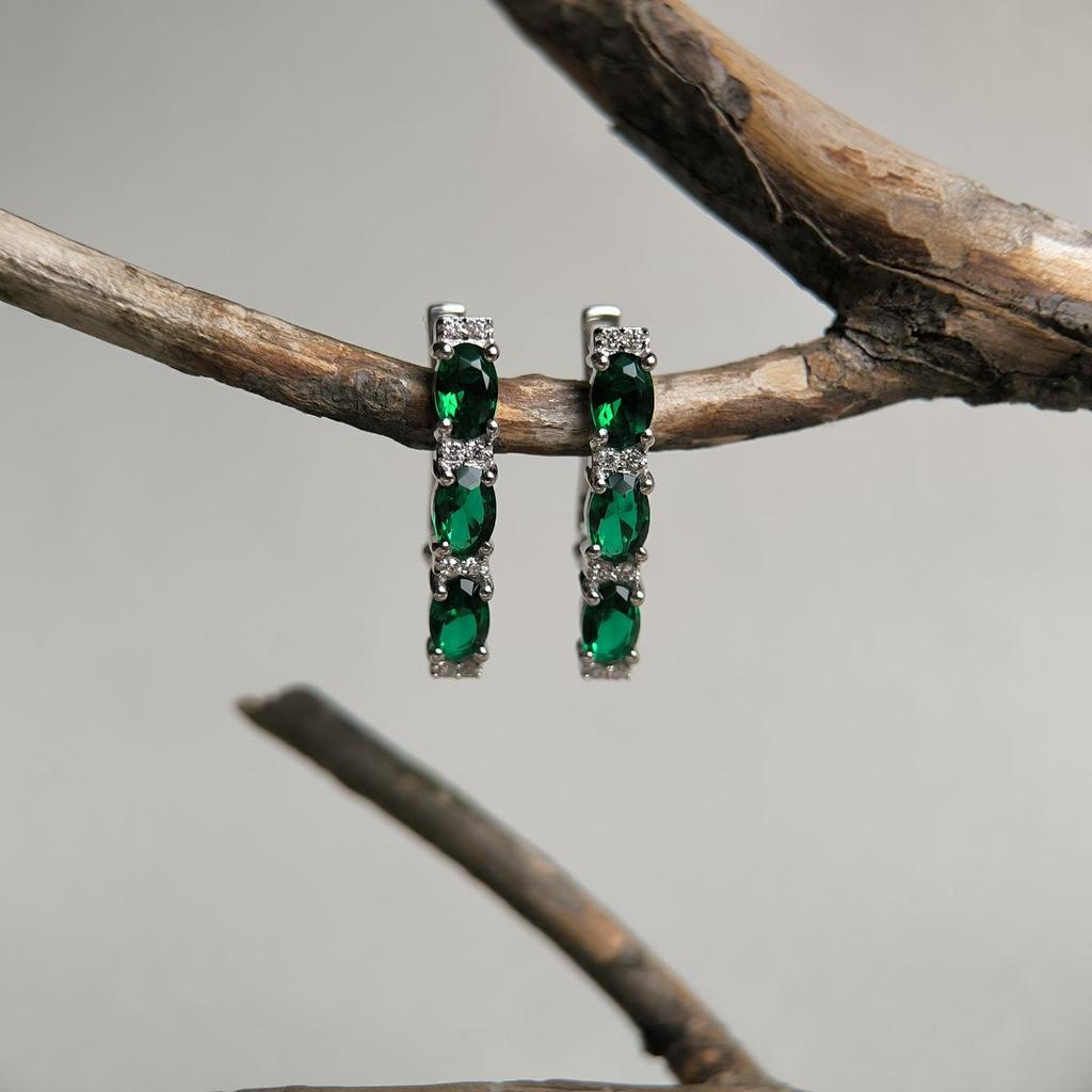 Серебряные серьги с изумрудом nano 2.367ct (2197386)