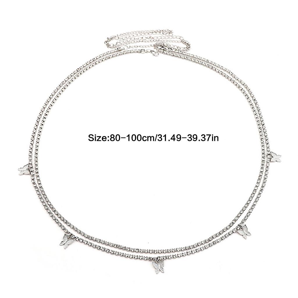 Strassbauchkette Schmuck Mit für Schmetterling Anhänger Körperschmuck Für Frauen Taillengliederketten Körperketten Schmuck Wai