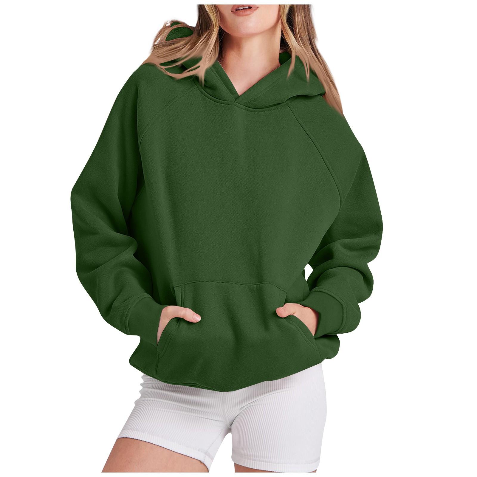 

Женские повседневные модные однотонные пуловеры с длинными рукавами, толстовки с капюшоном M