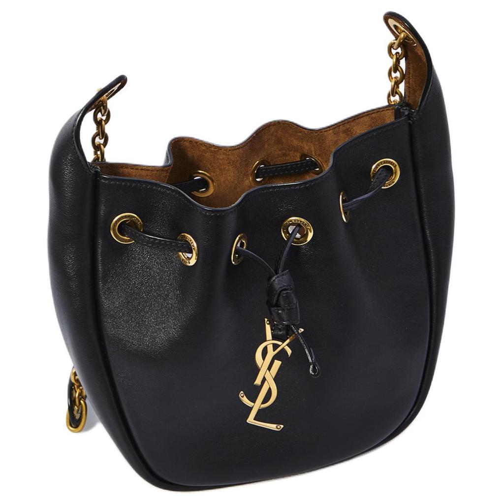 Saint Laurent Cassandre Supple Bucket Bag Nero/Caramel Co Women Bags Black 840888-AAFC0-1113