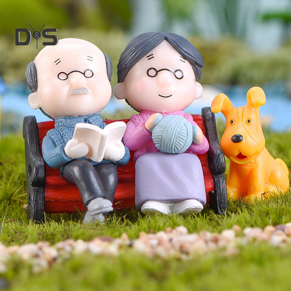 Decorations Home Mini Park Bench Grandpa Grandma Model Miniature Landscape Garden Decor Ornament