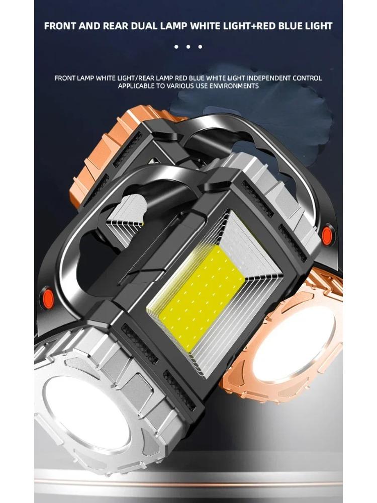 2026 Powerful LED Flashlight USB+Solar Rechargeable Flashlight COB Outdoor Camping Torch Portable Searchlight Power Bank Outdoor