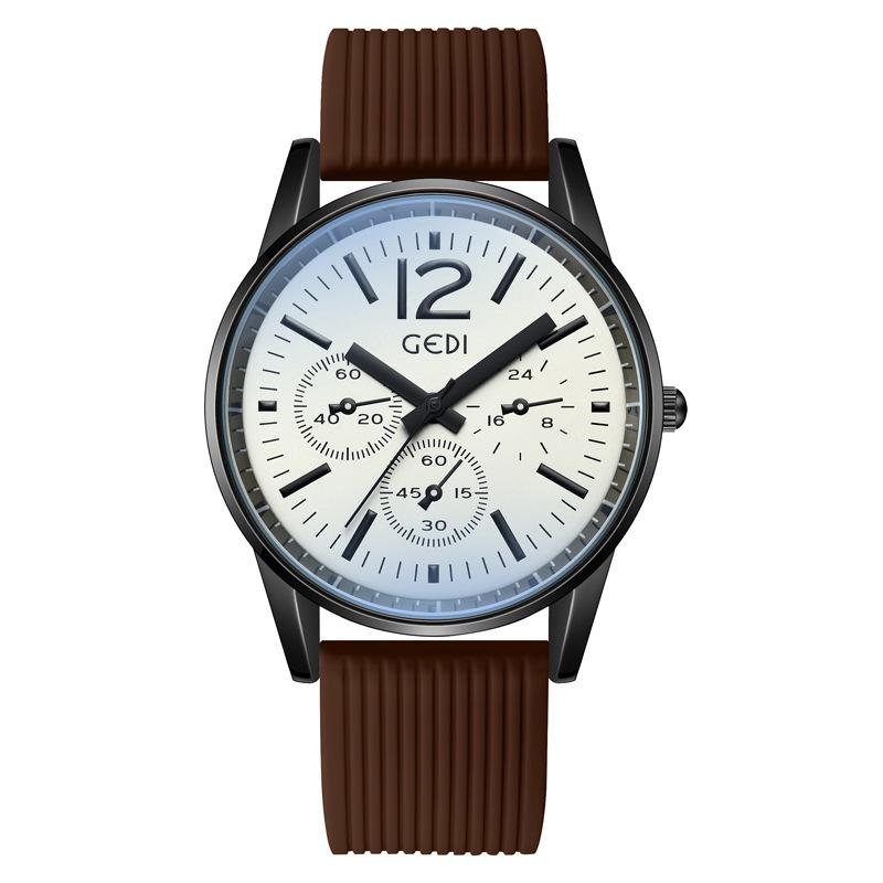 Sports Silicone Watch Men S Three-Eye Advanced Quartz Watch Student Waterproof Watch