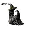 Dark Fairy Tale Resin Ornaments Luminous Witch & Raven Figurine with Mossy Tree Texture, Gothic Vintage Style Garden Statue LED Light for Halloween