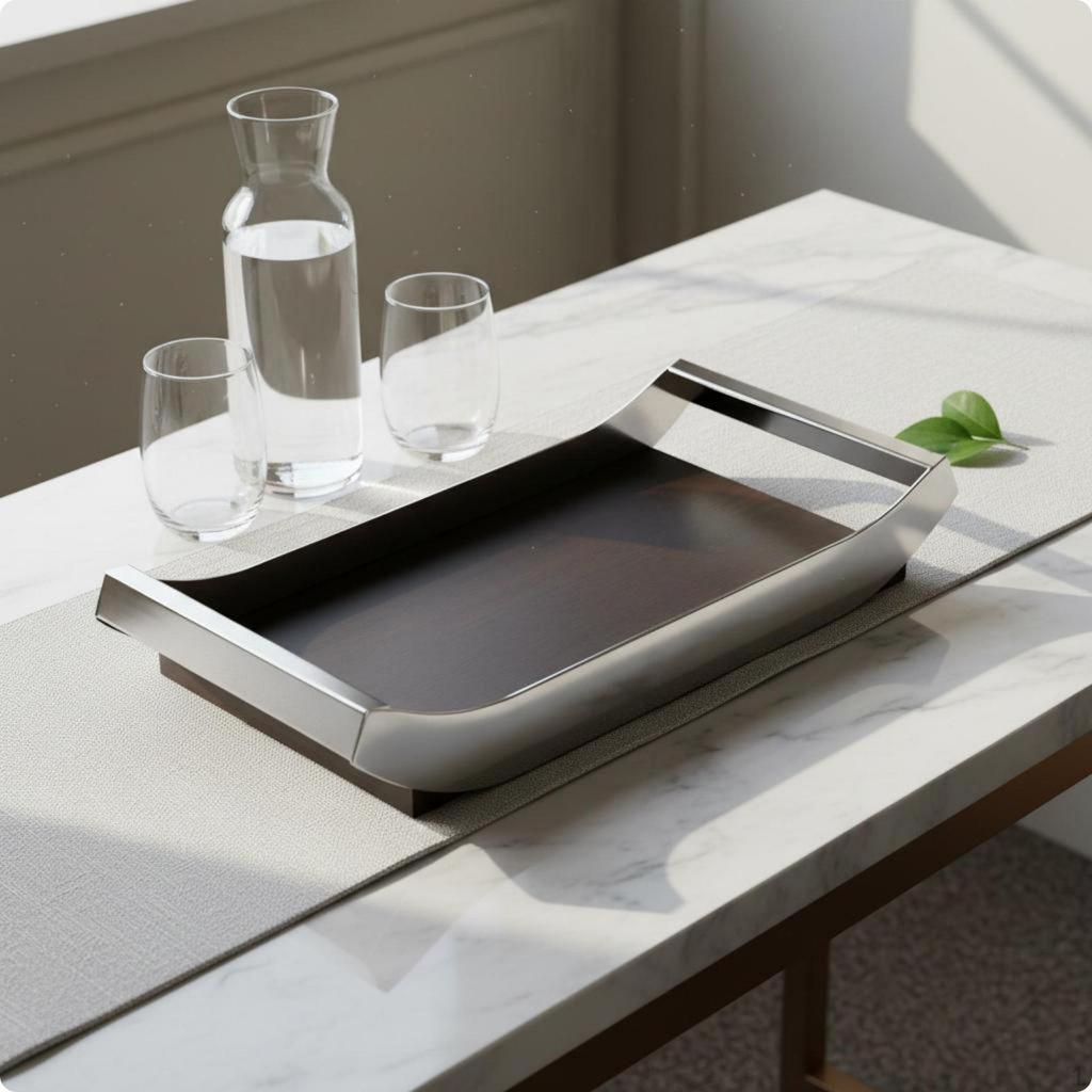 Tray Display Piece Metal Wooden Mixed Material Design Tableware Available Office, Model Room,