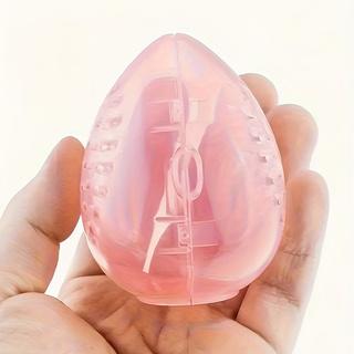 2pcs Egg-Shaped Makeup Sponge Holder-Transparent Pink Portable Travel Organizer with Ventilation Holes,Compact Bathroom Storage