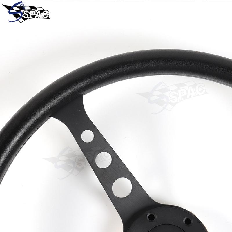 15inch Black PU Steering Wheel 380MM Vintage Sports Car PU Steering Wheel