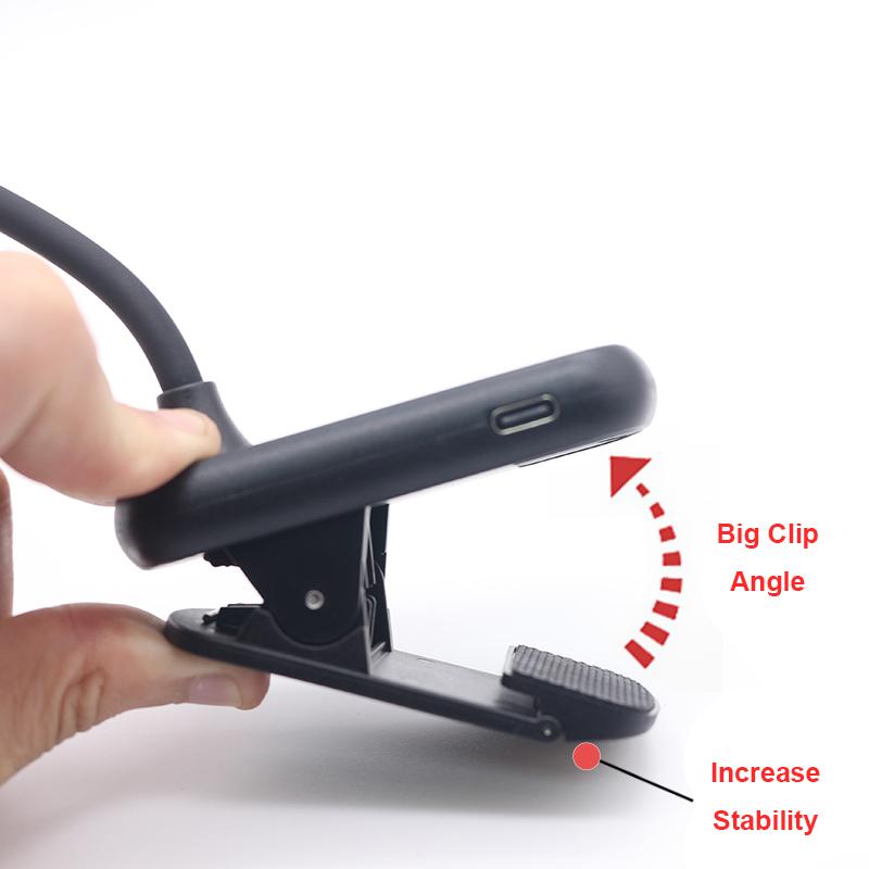 Modern Mini Clip On Flexible Gooseneck With 8 Levels Brightness USB Type-C Rechargeable Led Book Reading Lights For