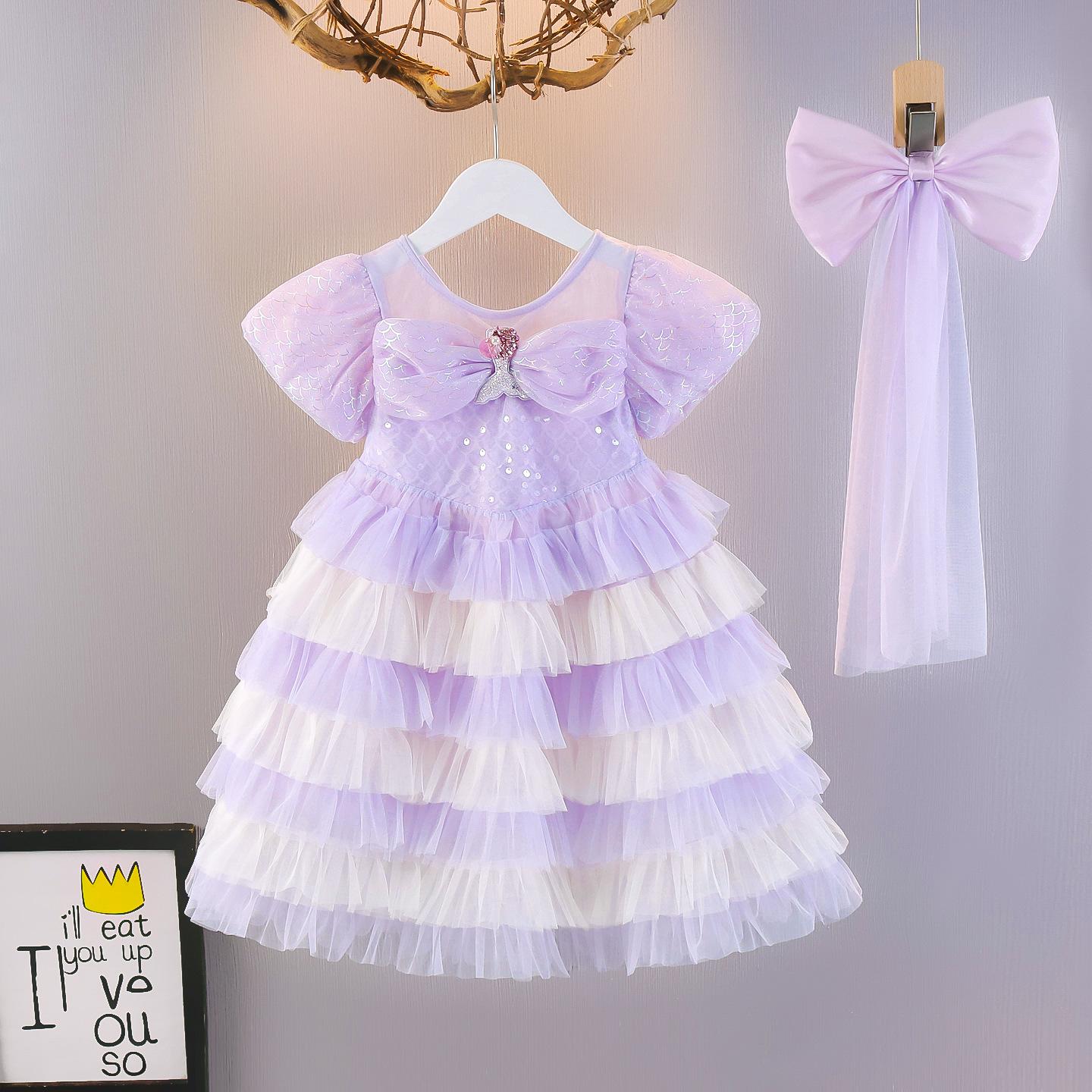 Cute Infant Baby Girls Princess Puffy Tulle Tutu Cake Dress Birthday Party Toddler Little Girl Layered Fluffy Gauze Prom Gown Dress 90cm
