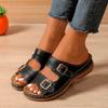 Fashion Fashion 2025 Belt Buckle Women's Slippers New Plus Size Light Weight Comfy Slide Shoes Casual Outdoor Best Seller Wedge Slippers