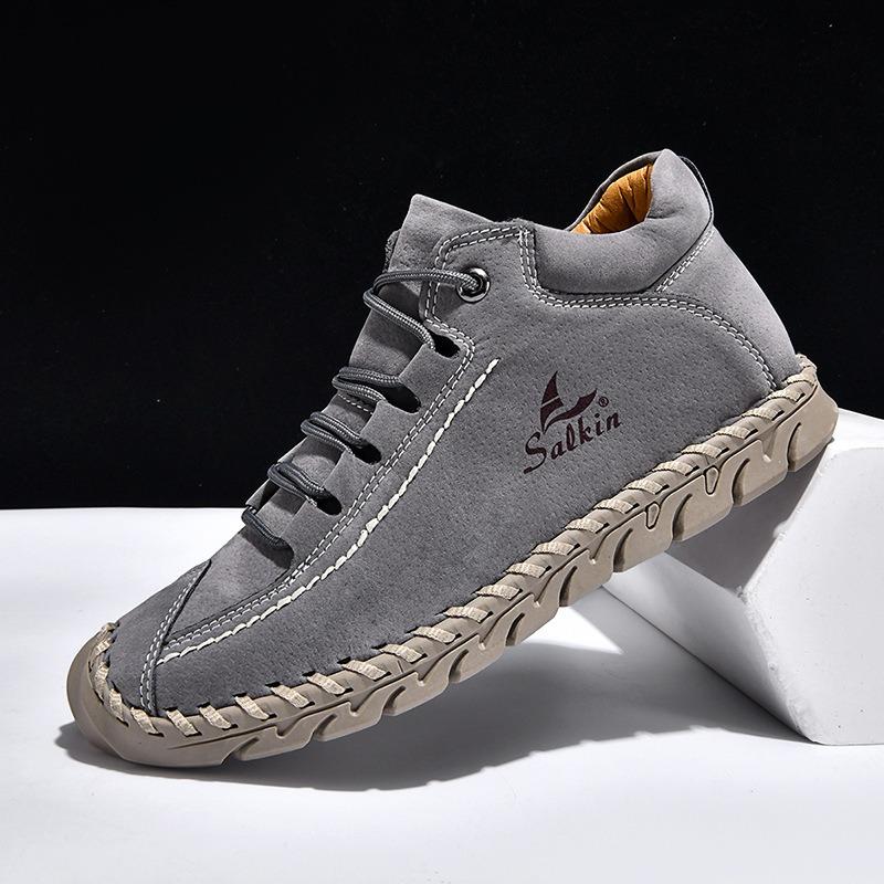 Large Size Hand-stitching Ankle Boots For Women Casual Shoes Split Leather Shoes Women Loafers Moccasins Women Flats Shoes
