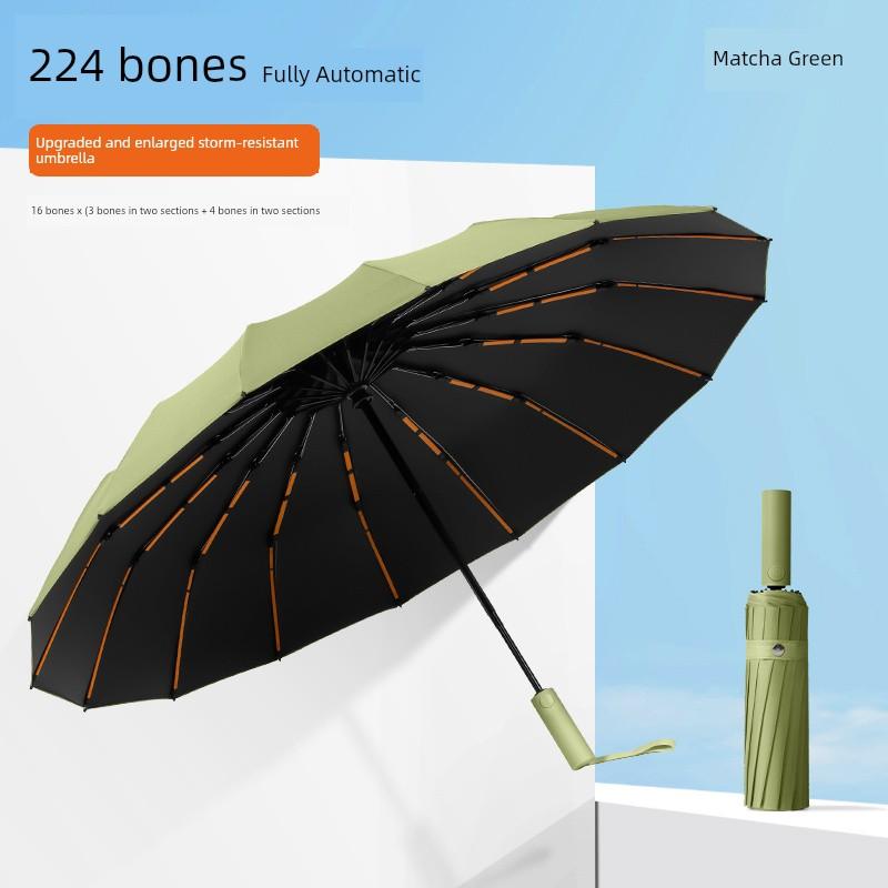 Umbrella Extra Large Thickened Reinforced 224 Bone Automatic Umbrella Oversized Men's and Women's All-Weather Umbrella Sun Protection Folding Storm