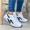 Mesh casual sports shoes women's new fashion round head middle heel lace-up single shoes large size low-top shoes dad