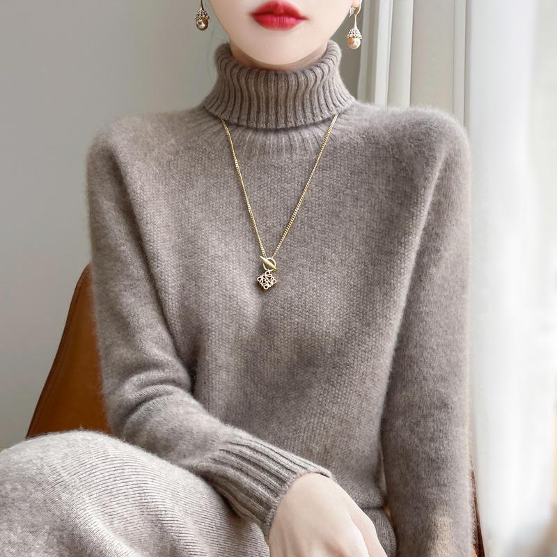 Women's Osmanthus Stitch High-Collar Wool Sweater: Versatile, Warm Autumn & Winter Knit Long Sleeve Base Layer
