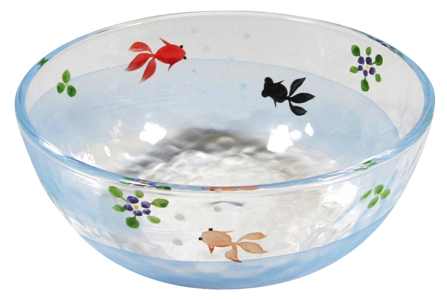 

Kyoto Iroe Glass Bowl with Young Leaves, Medium (Gift Boxed)