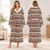Unisex Long Christmas Print Flannel Bathrobe, Absorbent Quick-Dry Sleep Robe for Men and Women