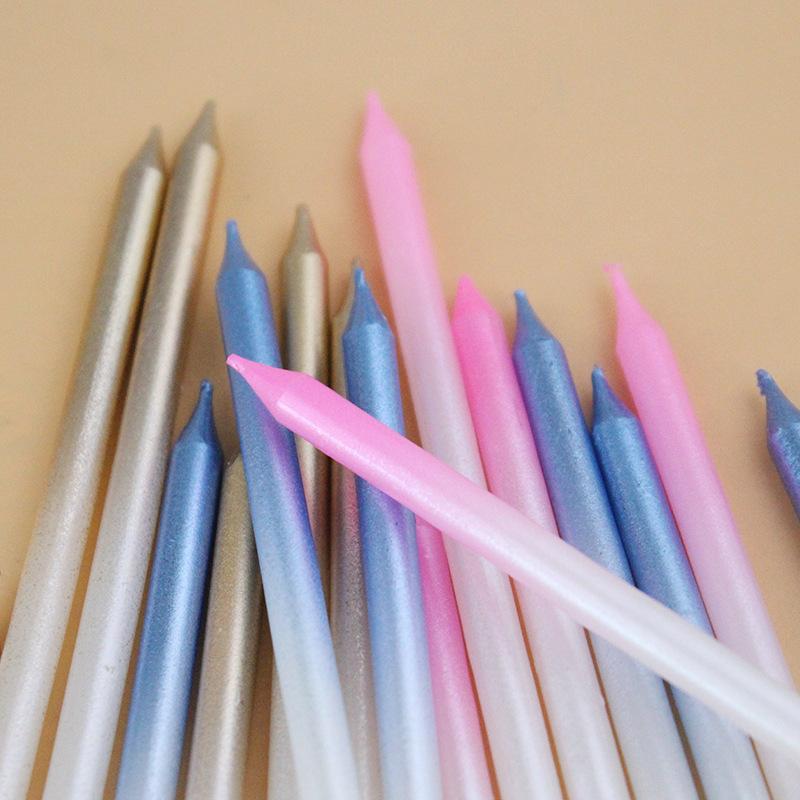 New Gradient Champagne Straight Candle Birthday Romantic Party Gradient Pink Blue Boxed Pencil Candle