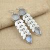 Rainbow Moonstone Gemstone 925 Solid Sterling Silver Handmade Designer Earrings Jewelry