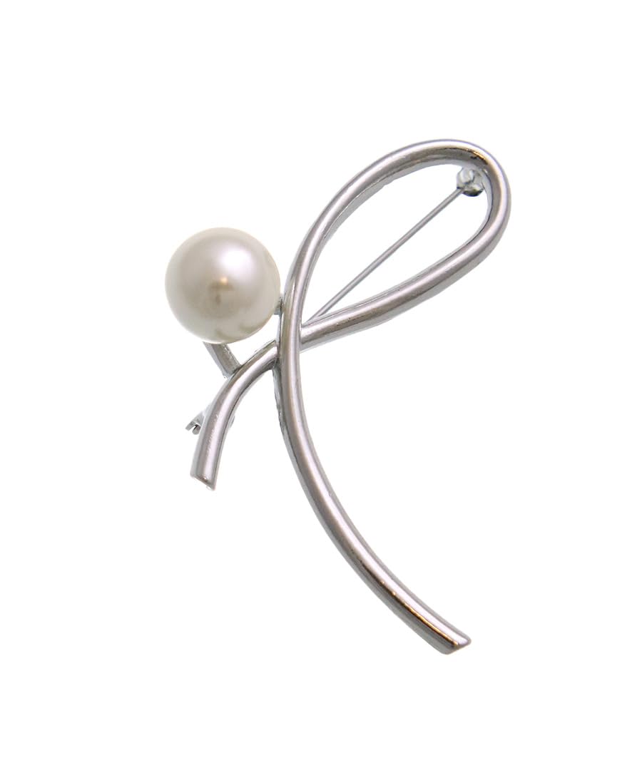 

VINGTAINE Brooch Design Curve Pearl Cute Stylish Simple Accessory Gift Present [Vingtaine] BC-164-S-