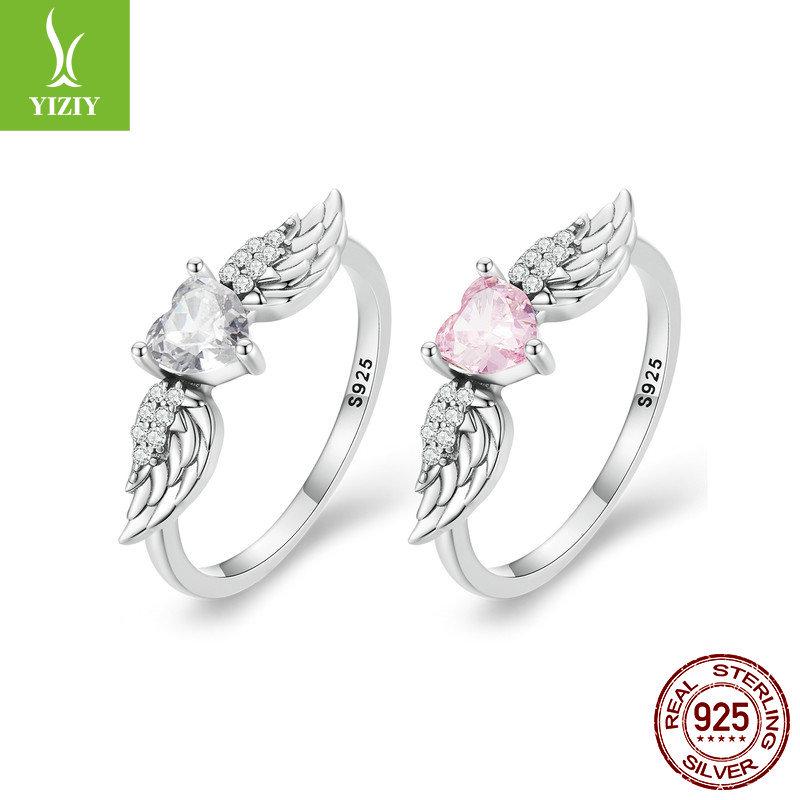 Yin Ziyun Pink Zircon Love Wings Ring & Bracelet, 925 Silver Dreamy Design, SCR874