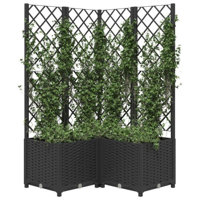 VidaXL Planter with Trellis Black 80x80x136 Cm PP