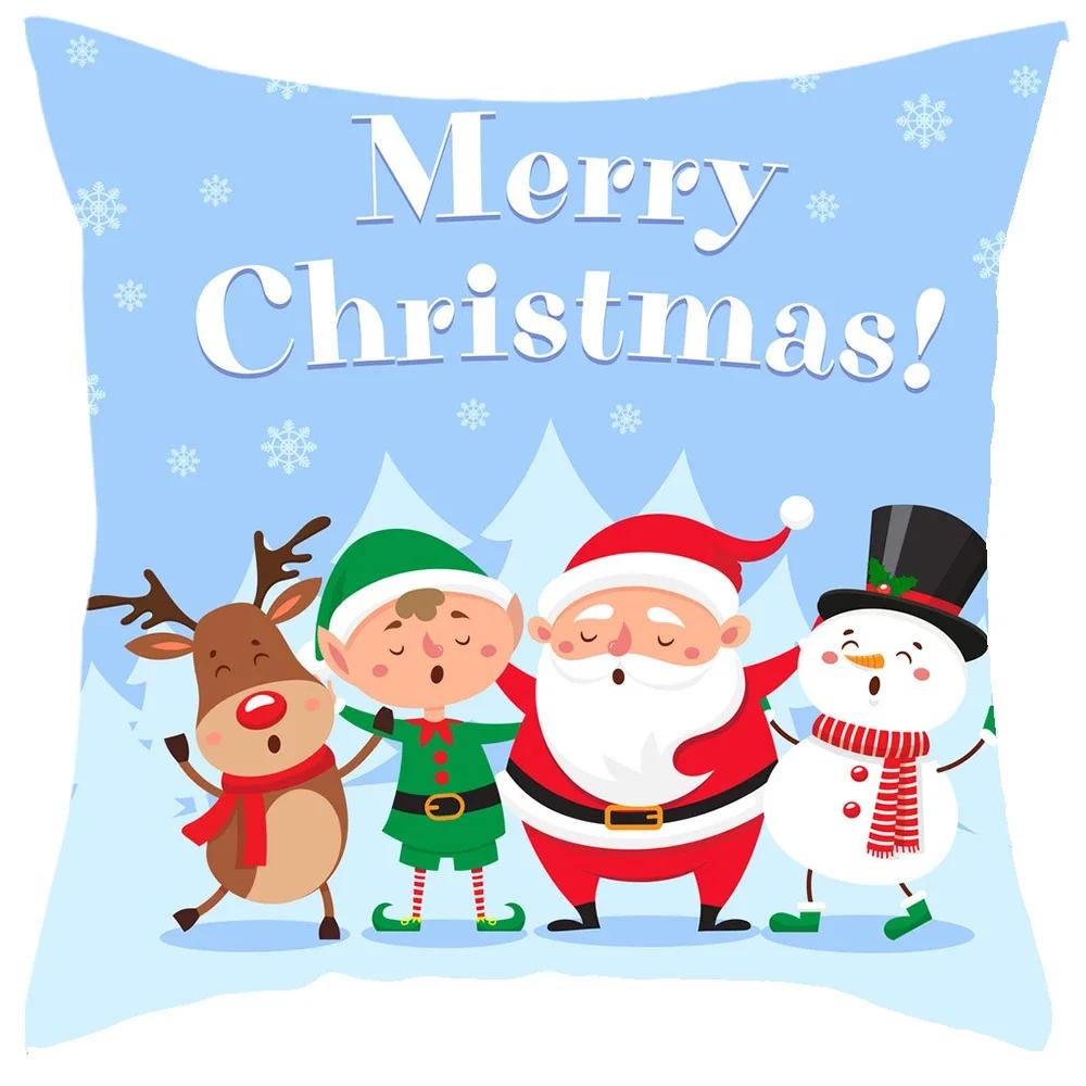 

Christmas Decoration Cute Santa Elk Print Pattern Cushion Cover Home Living Room Sofa Pillow x 66x66cm бордовый