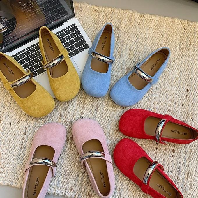 French Evening Wind Mary Jane Women's Shoes 2025 New Gentle Metal Buckle Round Head Inner Height Increase Beautiful Flat Shoes