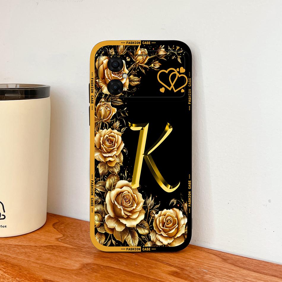 Case For Xiaomi Poco M4 M3 Pro Luxury Rose Letters Soft Smooth Liquid Silicone Housing For Poco M 4 M 3 Lightweight Phone Cover